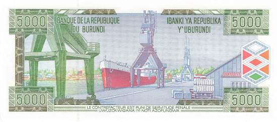 Burundi p42a 5000 Francs 1999
